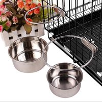 Bol d'alimentation portable en acier inoxydable le plus vendu pour perroquets, avec support à pince pour cage suspendue
