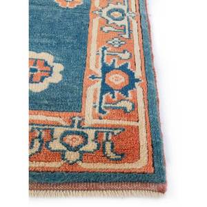 Alfombra de Lana Anudada a Mano Nuray Azul Pae-1155 9x12 Rectangular con Patrón de Medallón para Decoración de Sala de Estar o Uso en Pasillos - Product Image 4