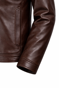 Chaqueta de Cuero PU Marrón Oscuro, Lisa, con Cierre, Chaqueta de Cuero Clásica Personalizada, Fabricante de Marca Privada OEM al por Mayor - Product Image 5