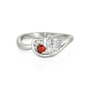 Jeulia Sterling Silver <b>Cat</b> Heart <b>Ring</b> with Garnet Rhodium Plated Bezel Setting - Product Image 1