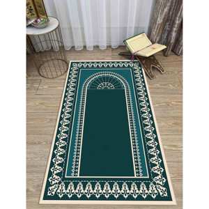Alfombra de Oración Islámica Azul: Elegante Alfombra para la Iglesia Musulmana, con Pelo Suave - Product Image 2