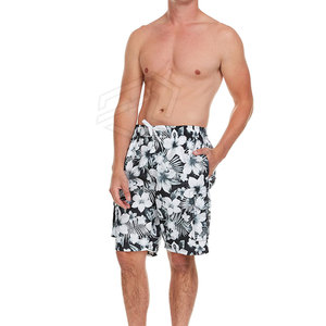 กางเกงขาสั้นว่ายน้ำสำหรับผู้ชายกางเกงชายหาดผ้าฝ้ายสีทึบลาย100% สำหรับฤดูร้อนโลโก้ตามสั่ง - Product Image 2