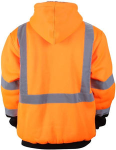 3 Winter Heavy Duty <b>Fleece</b> Sweatshirt with Construction Safety Hood High Visibility Customizable Logo - Product Image 3