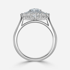 Elegante joyería personalizada de oro blanco sólido de 14 quilates con anillo de compromiso de halo de diamante cultivado en laboratorio de corte brillante redondo clásico - Product Image 2