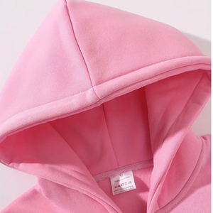 Sweat à capuche unisexe décontracté en coton rose pâle coupe-vent en sergé pour l'hiver, coupe sportive régulière, idéal pour la gym et le quotidien - Product Image 3