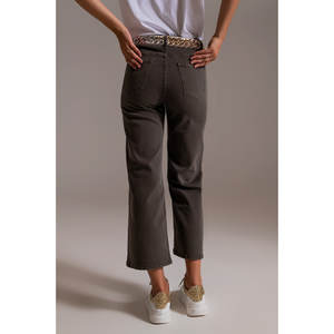 กางเกงยีนส์ขาสั้นขาใหญ่สีเทากางเกงขาบานลำลองระบายอากาศยืดได้พิมพ์ลายเสือดาวขนาด XL - Product Image 5