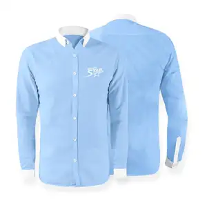 Mens Plain Solid Dress Shirt Großhandel passt Design lange Ärmel mit Kontrast Kragen Neck Lines Dress Shirts