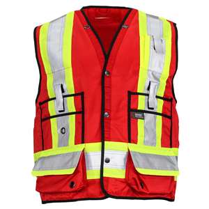 Work Wear Safety Vest with Bright Neon Reflective <b>Strips</b>, Durable Polyester Material, Adjustable Straps made in Pakistan - Product Image 2