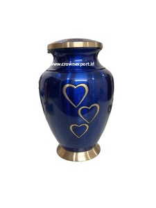 Silver Rose Cremation <b>Urn</b> Funeral <b>Urn</b> with <b>Large</b> Flower on Lilac Purple Enamel Burial <b>Urn</b> for Human Ashes Adult Size 100% Brass - Product Image 2