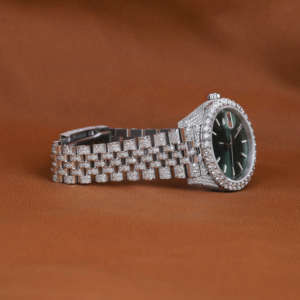 Custom Luxury Lab Grown Diamond GREEN Dial Round Shape Full Iced Out Automatic <b>Wrist</b> Luxurious Watch to Classic Wear - Product Image 4