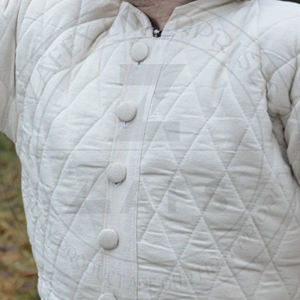 Viking Gambeson veste rembourrée épaisse armure de coton médiévale doublet historique reconstitution Cosplay armure manches longues couleur blanche - Product Image 3