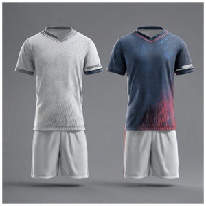 Uniforme de Fútbol 100% Poliéster, Camiseta de Manga Corta con Cuello en V, Tops de Entrenamiento, Uniformes Estampados de Fútbol - Product Image 6