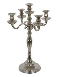 Porte-bougie en aluminium nickelé poli à 5 bras pour la maison, l'hôtel, décoration personnalisable, finition de qualité supérieure, support à bougie de haute qualité - Product Image 3