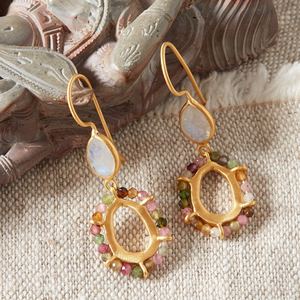Best Selling Product Natural Tourmaline and Moonstone Beaded Drop <b>Earrings</b> <b>Fine</b> <b>Earrings</b> Wholesale Jewelry Manufacturer - Product Image 3