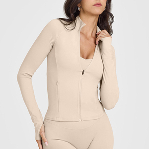 Vente en gros de haute qualité pour femmes Yoga Gym respirant veste à glissière avant avec logo personnalisé et couleurs - Product Image 3