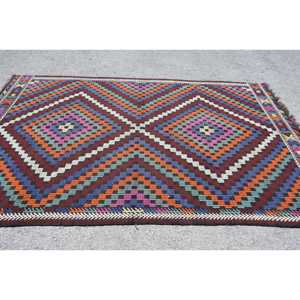 พรมตุรกีโบราณขนาดใหญ่ 6x9.5 ฟุต สีน้ำเงินลายส้ม - Product Image 3