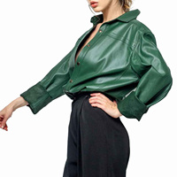 Chemise à manches longues pour femmes, taille plus, design personnalisé, cuir véritable, imprimé animal, écologique, perles, streetwear, automne/hiver