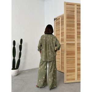 Pantalones Bordados para Mujer, Elegantes Pantalones con Detalle de Bordado Intrincado - Product Image 1