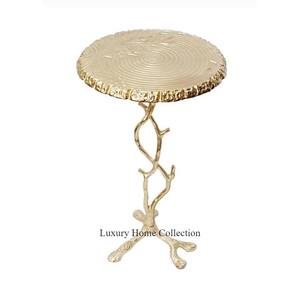 Mesa auxiliar de café de aluminio con diseño de flores modernas Estilo moderno de lujo Calidad Hogar y restaurante Mesa auxiliar de aluminio para bodas - Product Image 2