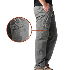 กางเกงคาร์โก้ผ้าฝ้ายคุณภาพสูงสำหรับผู้ชาย กางเกงลำลองหลายกระเป๋า กางเกงยุทธวิธี สำหรับฤดูใบไม้ผลิ ฤดูใบไม้ร่วง กิจกรรมกลางแจ้ง ตั้งแคมป์ เดินป่า และทำงาน - Product Image 3