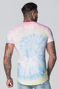 2025 <b>Men</b> Slim Short Sleeve Tops Summer New Colorful Tye and Dye O-neck High Quality Slim Cotton T-<b>shirt</b> <b>men</b> - Product Image 3