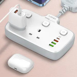 LDNIO SK2492 White UK Plug Extension Strip with 4 USB 2AC Ports Electric Home Wall Charger Socket Outlet