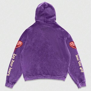 Sudaderas con capucha de lana de mezcla de poliéster/algodón para hombre, novedad, estilo de calle, logotipo personalizado bordado, teñido liso, sin cuerdas - Product Image 2