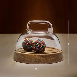 Elegante cúpula redonda de madera para servir con tapa de vidrio Cubierta de comida de mesa 100 piezas Plato de arroz para el hogar Cocina y restaurante - Product Image 6
