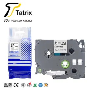 Tatrix TZ251 TZe251 TZ-251 TZe-251 24mm שחור על לבן תואם למינציה תווית קלטת מחסנית לאח P מגע PT-2100