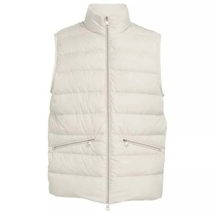 Veste sans manches matelassée en toile enduite OEM, logo personnalisé sur le devant, polyester, vêtements pour hommes, vestes à col montant, fermeture éclair - Product Image 5