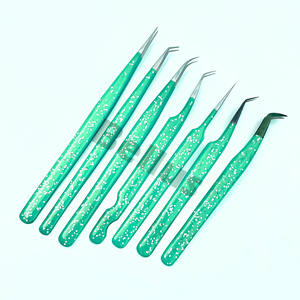 Pinzas de pestañas multiusos de ultra precisión, logotipo personalizado, acero inoxidable, punta fina, herramienta de belleza no corrosiva ecológica - Product Image 1