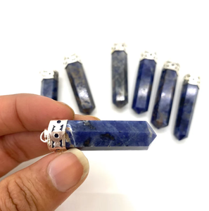 ขายส่ง sodalite ดินสอจี้ธรรมชาติรักษาคริสตัลสร้อยคอช่วยเพิ่มความชัดเจนสัญชาตญาณที่สมบูรณ์แบบสำหรับของขวัญใช้ reiki - Product Image 6