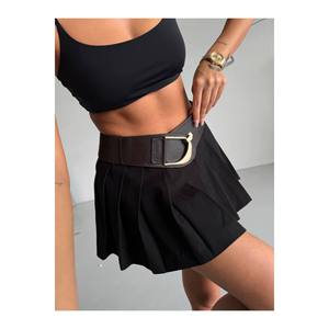 Ceinture élastique pour femme avec boucle dorée, ceinture pour veste, ceinture pour chemise, ceinture pour robe - Marron - Product Image 1