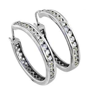 Fabulous Fancy Cubic Zirconia 925 Solid Circular <b>Hoop</b> <b>Silver</b> Earring White CZ <b>Silver</b> Jewellery Accessories for Her - Product Image 1
