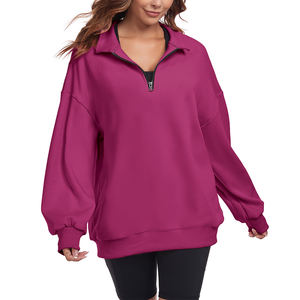 Street Wear Leisure Zip up Cropped Hoodie <b>Women</b> Premium Cotton Fluffy Inside 280-480 Grams Drop Shoulder Crop Hoodies - Product Image 4