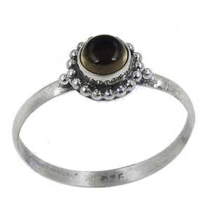 925 <b>Silver</b> Smoky Quartz <b>Statement</b> <b>Ring</b> for Women Handmade Boho Jewelry with Platinum for Daily Wear and Gifts - Product Image 1