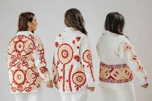 <b>Women</b> Best Collection for Winter Embroidery Long Sleeve Boho Handmade Embroidered Jacket Party Wear - Product Image 3