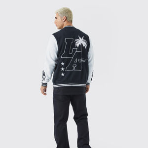 2024 nouveau Design Letterman Varsity veste pour hommes élégant toucher veste d'hiver avec 100% laine corps et manches en cuir en gros - Product Image 6