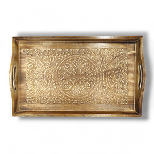 2024 gros personnalisé café Table à thé plateau de service plateau en bois grand plateau de service écologique Rectangle poli bois d'acacia - Product Image 1