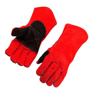 Nuevo diseño, logotipo personalizado, guantes de soldadura reforzados con cuero dividido de vaca, resistentes al calor y a las chispas, guantes de construcción contra incendios - Product Image 4