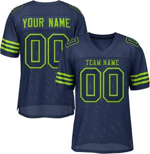 Camisetas de fútbol americano personalizadas con nombre del equipo Logo números manga rayas malla de poliéster secado rápido impresión por sublimación OEM - Product Image 1