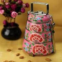 King international-boîte à déjeuner ronde colorée pour l'école, boîte à déjeuner traditionnelle indienne, porte-partout en émail, peinte à la main