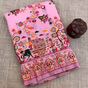 Sari de seda Pashmina para mujer, exquisito Sari de satén, mezcla perfecta de tradición y elegancia moderna para fiestas - Product Image 1