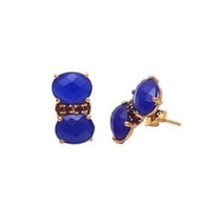 Boucles d'oreilles en argent Sterling 925 de forme ovale avec calcédoine bleue et pierre de grenat, nouvel arrivage - Product Image 1