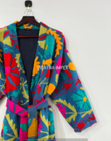 Jubah Kimono bordir gaya Boho klasik elegan 100% kualitas terbaik Suzani bordir tangan jaket tepian mentah pendek