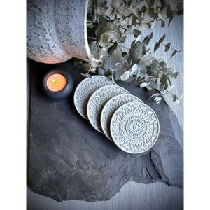 ชุดถาดรองแก้วทำด้วยมือทำจากยางเรซิน4ชิ้นดีไซน์พิเศษสำหรับห้องครัว - Product Image 2