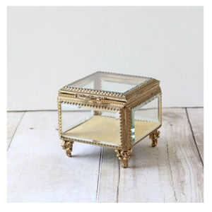 Boîte à bijoux en métal avec quatre pieds Porte-bijoux carré de haute qualité fait à la main Boîte de bijoux en métal de table en gros - Product Image 4