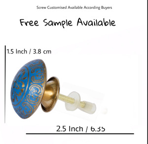 Turquoise foncé or fleur laiton boutons poignées tire exportation qualité gravé marocain main travail armoires tiroirs armoires cuisine - Product Image 3