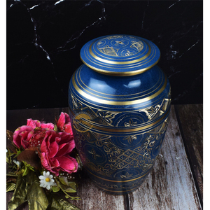 Red Funeral Urn - Cremation Urn for Human Ashes -Suitable for Cemetery Burial or Niche (Funeral Urn with Gold Engraving) - Product Image 4
