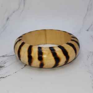 Curvaceous Tropicalia Handmade Bold Faceted Sisso-Wood <b>Bangle</b> Unique <b>Wooden</b> Ring Jewelry Masterfully Designed Crafts - Product Image 2